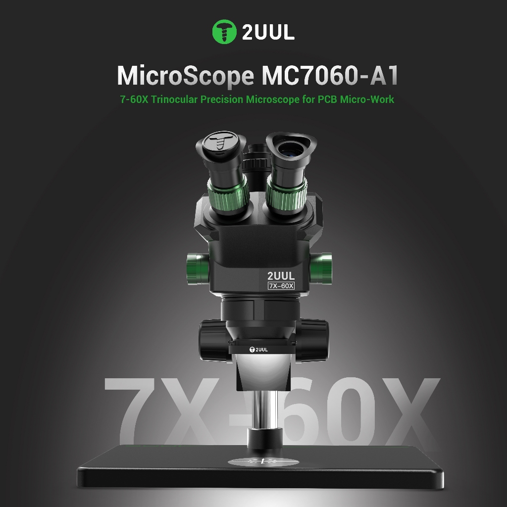 2UUL MC7060-A1 7-60X Synchronous Zoom Trinocular Microscope