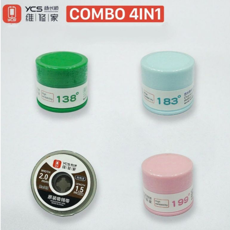 YCS Solder Paste 138 183 199 BGA IC CPU PCB Repair for Mobile Phone Motherboard Ball Planting Tin Welding Tools Set