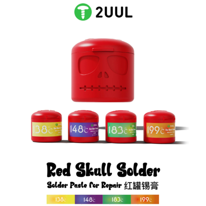 2UUL Red Skull Solder Paste for Repair (138℃ 148℃ 183℃ 199℃)  50g