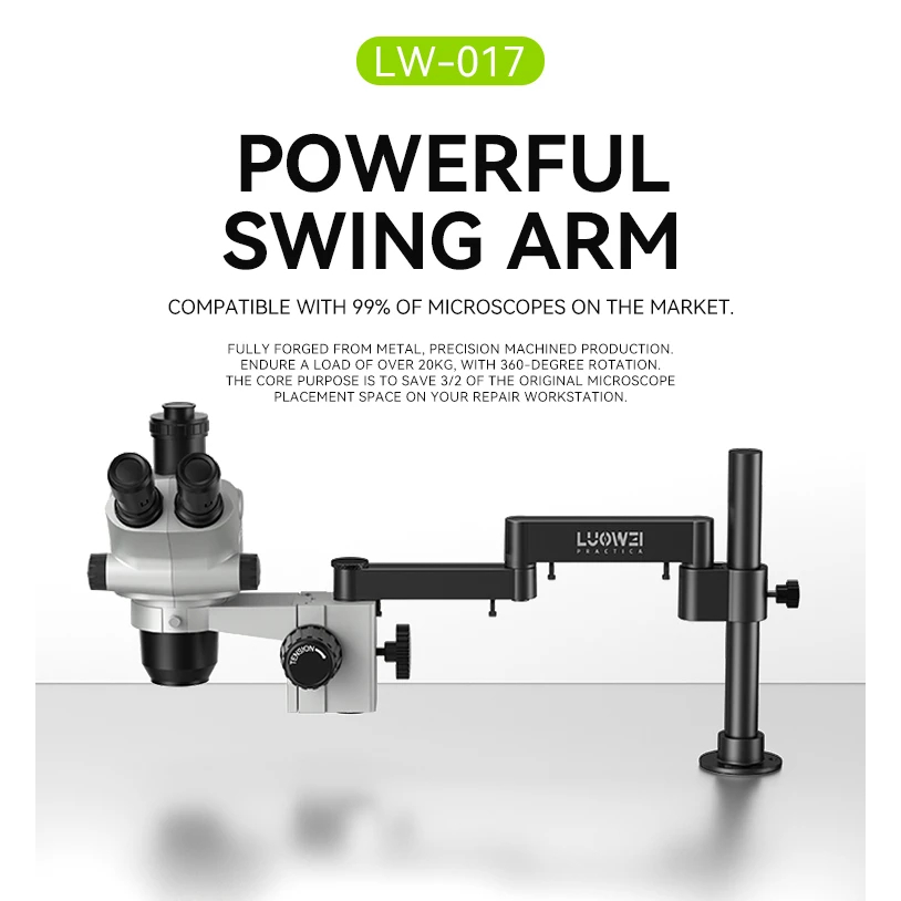 LUOWEI LW-017 360° Rotating Folding Lifting Microscope Universal Metal Bracket Arm