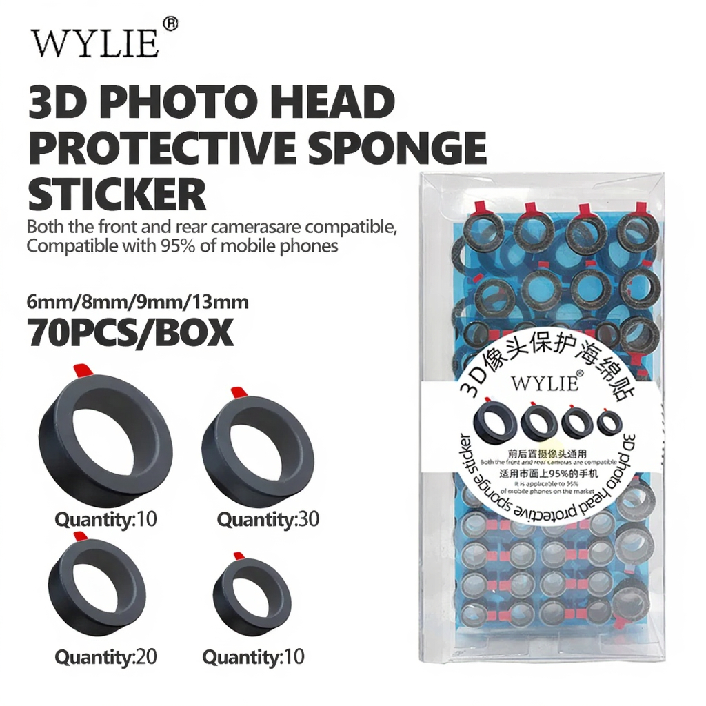 WYLIE Universal 3D Camera Protective Sponge Pad for Front / Rear Cameras - 70Pcs