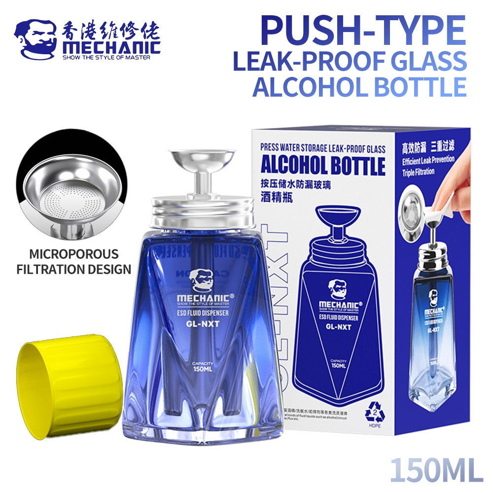MECHANIC GL-NXT Empty Glass Alcohol Bottle with Large Water Tray - 150ML
