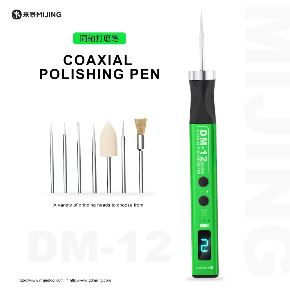 MIJING DM-12 Coaxial Polishing Pen with 7 Grinding Heads for IC Chip Grinding