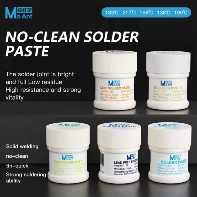 MaAnt Lead Free Solder Paste 138℃ /158℃ /183℃ /199℃ /217℃ 50g