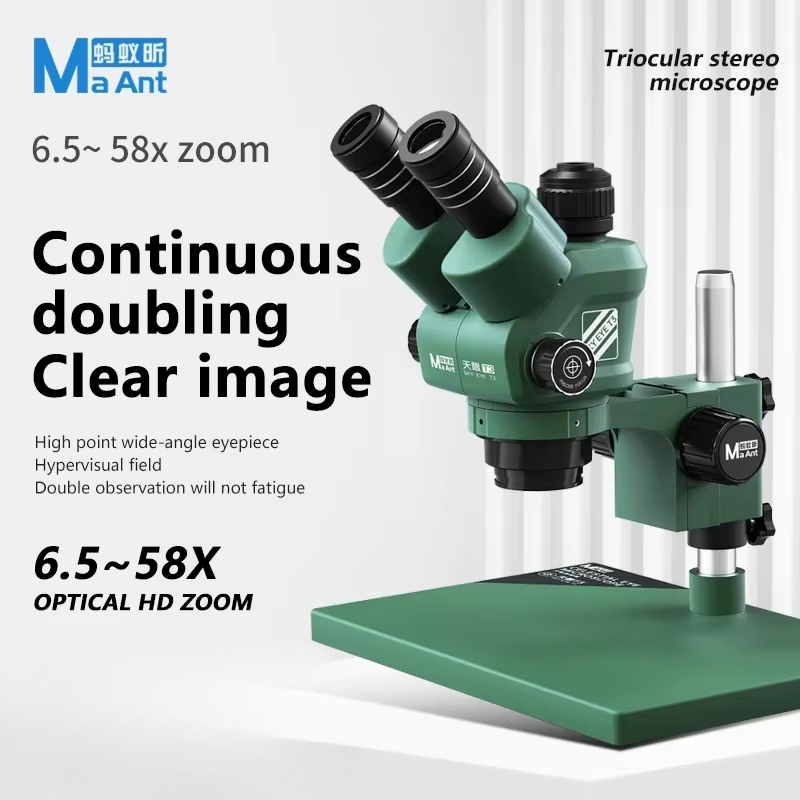 MaAnt T3 Sky Eye 6.5-58X Zoom Trinocular Stereo Microscope