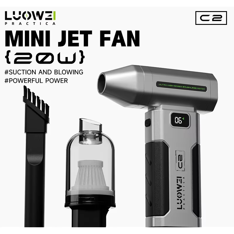 LUOWEI C2 Portable Rechargeable Ultra-High Hurricane Clean Dust Mini Jet Fan