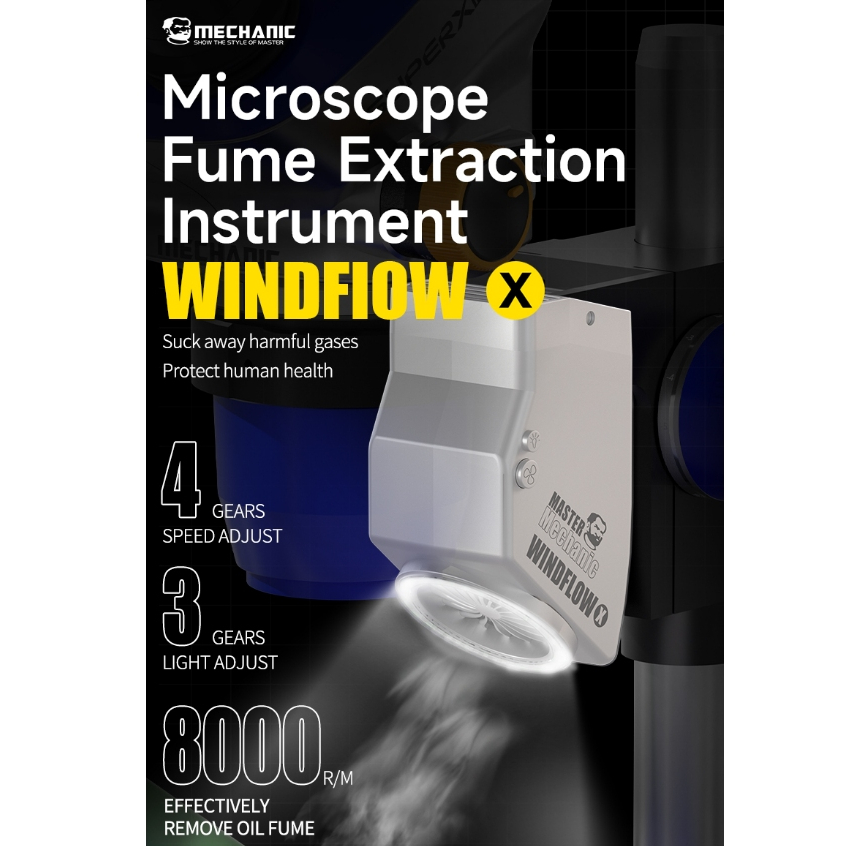 MECHANIC WindFlow X Powerful Microscope Fume Smoking Instrument with Light for Welding Repair