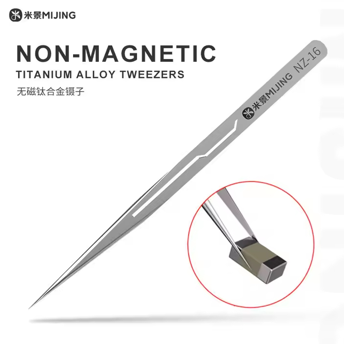 MIJING NZ-16 Non-Magnetic Ultralight Hand Polishing 0.1mm Ultra-Sharp Titanium Alloy Tweezers