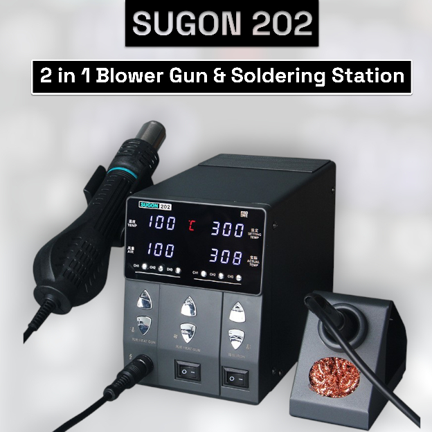 SUGON 202 760W 2-in-1 Soldering Iron Hot Air Gun Rework Station Electric for PCB / IC / SMD / BGA