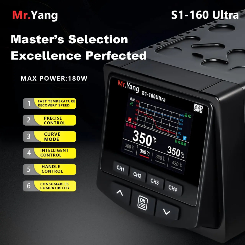 YCS S1-160 Ultra Soldering Station Rapid Temperature Recovery With Wire Control Handle - Image 3