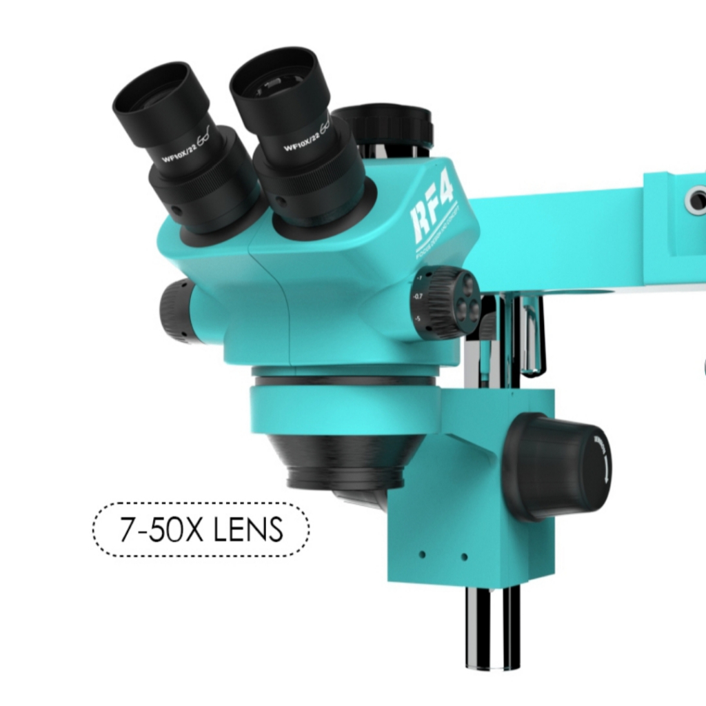 RF4 RF7050TVW Stereo Trinocular Microscope 7-50X Zooming Double Arm Boom Stand - Image 7