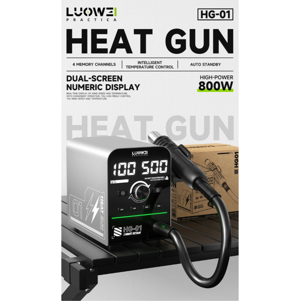 LUOWEI HG-01 800W Intelligent Digital Hot Air Gun BGA Desoldering Rework Station