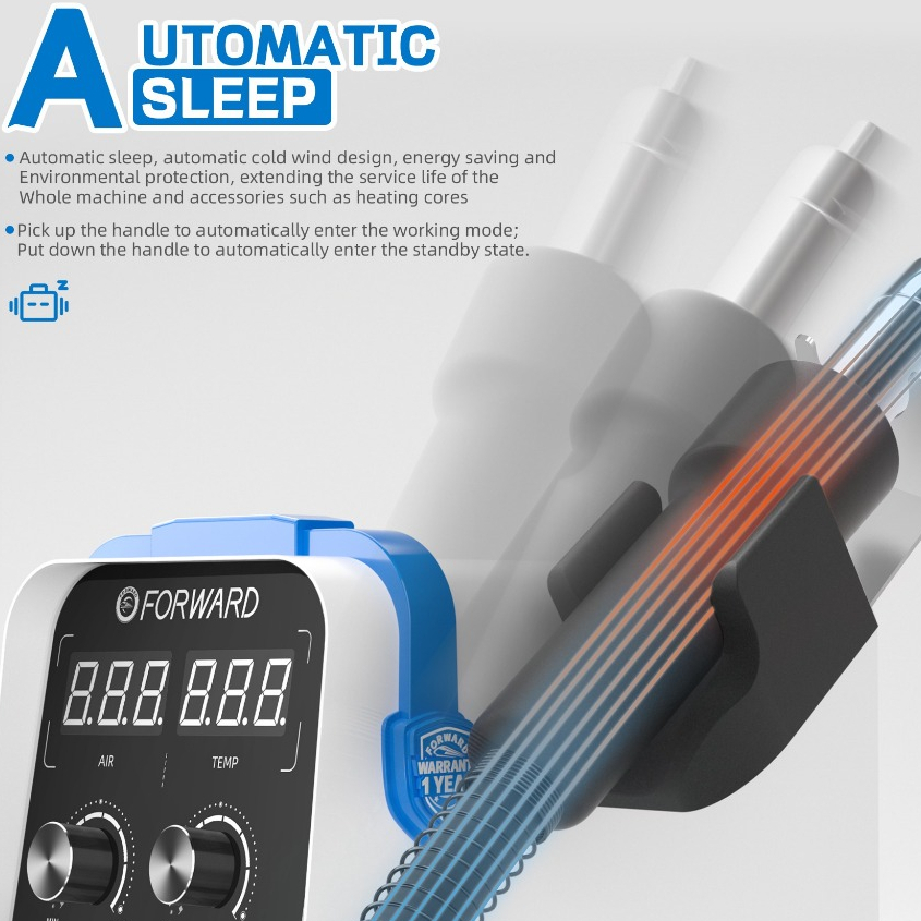 FORWARD FW-DS01 800W Precise Temperature Control Straight Wind Hot Air Gun Desoldering Station - Image 5