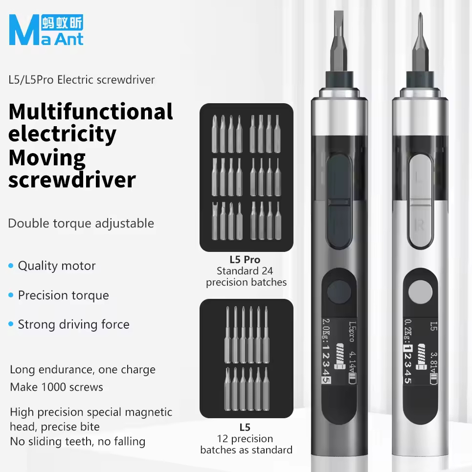 MaAnt - L5 Double Torque Adjustable Precision Electric Screwdriver Set for Mobile Phone Repair