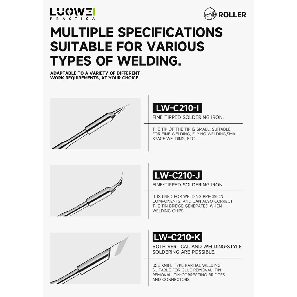 LUOWEI LW-C210 Series All-in-One Lead Free Soldering Iron Tip for 210 - Image 3