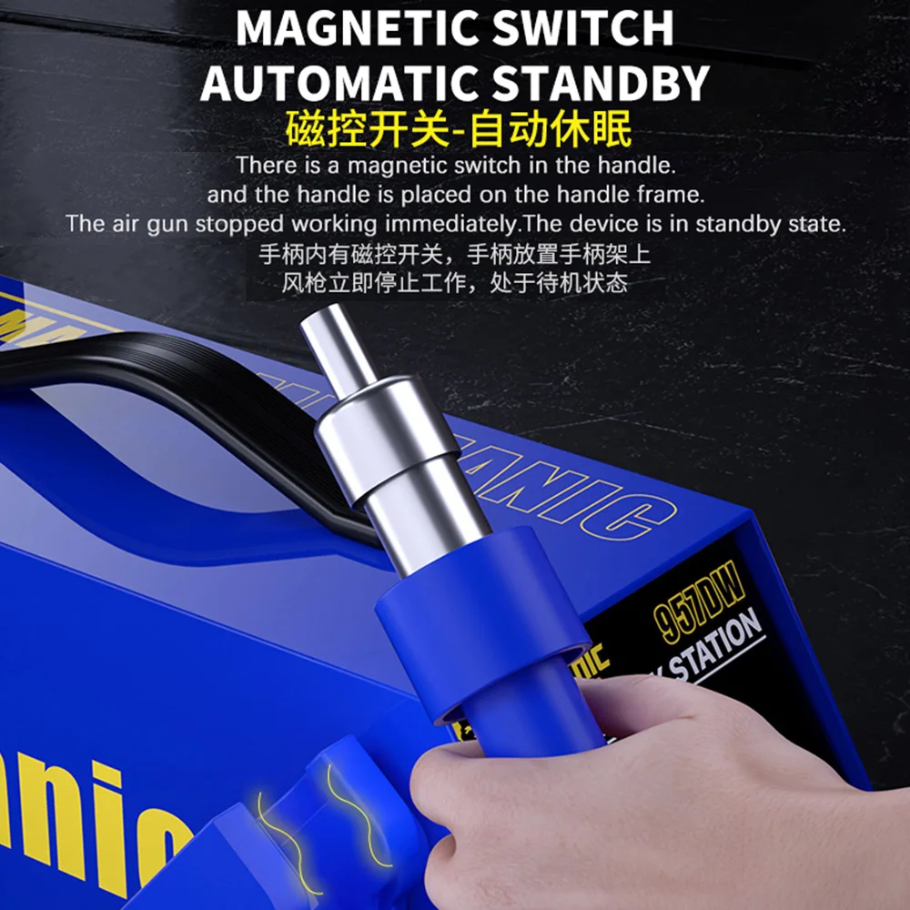 MECHANIC 957DW Two-Vortexes Hot Air Gun SMD Desoldering Rework Station for Mobile Phone Repair - Image 8