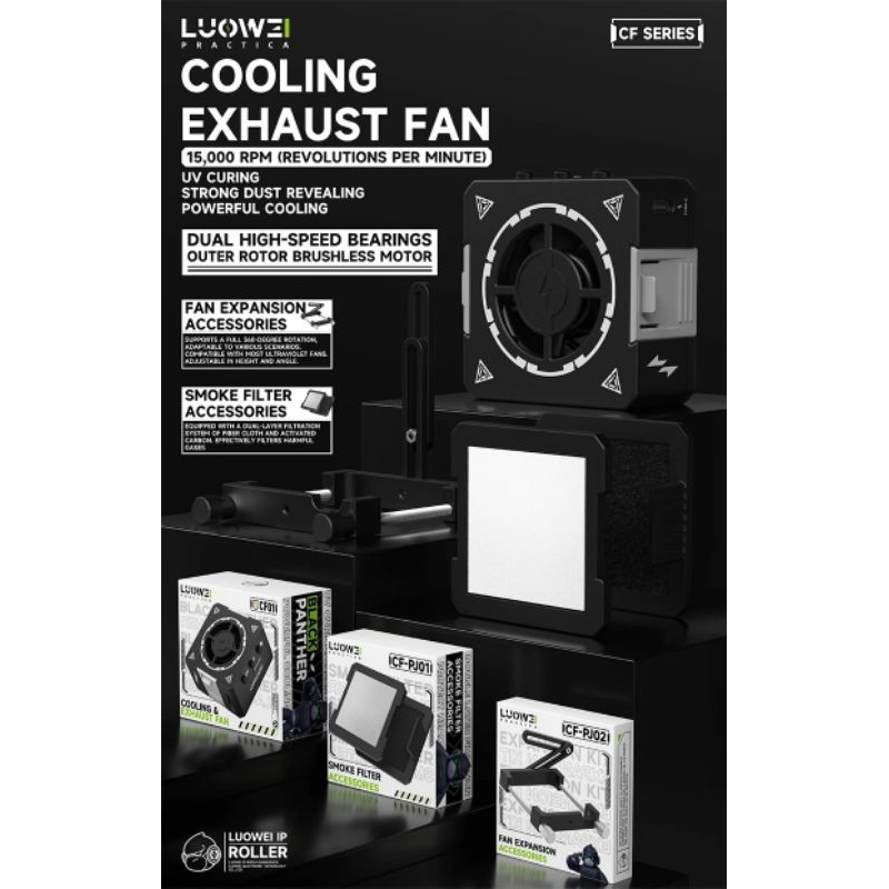 LUOWEI (LW-CF01+CF-PJ01+CF-PJ02 ) Black Panther Microscope Cooler & Exhaust Fan & UV Curing Lamp SET