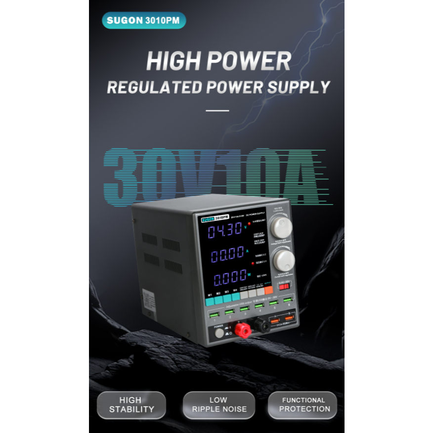 SUGON 3010PM 30V / 10A 4-Digits Display LED High Precision Adjustable Switching DC Power Supply