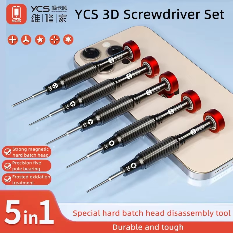 YCS T05 5 in 1 Magnetic Precision 3D Screwdriver Set for Mobile Phone Repair