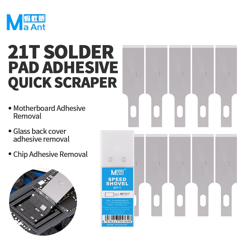 MaAnt 21T Mobile Phone Motherboard / IC / Rear Cover Glass Spade Degumming Blades - 10Pcs