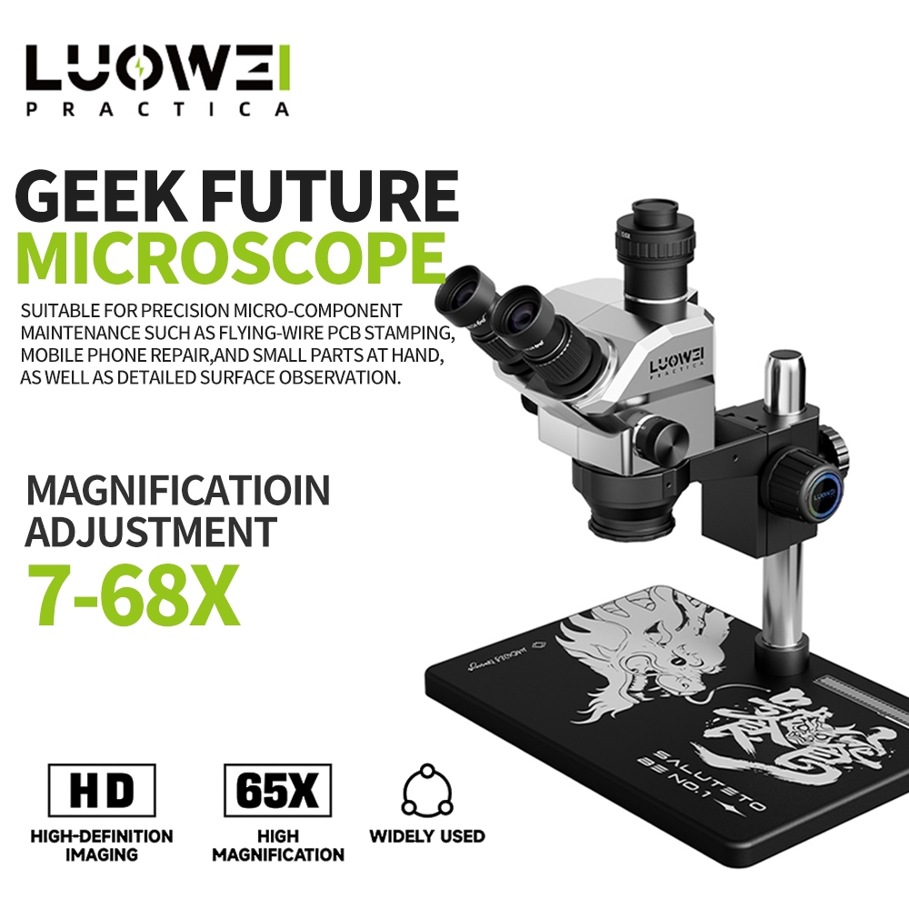 LUOWEI LW-TR03-B3TV  7-68X Continuous Zoom Trinocular Stereo Microscope with Big Base