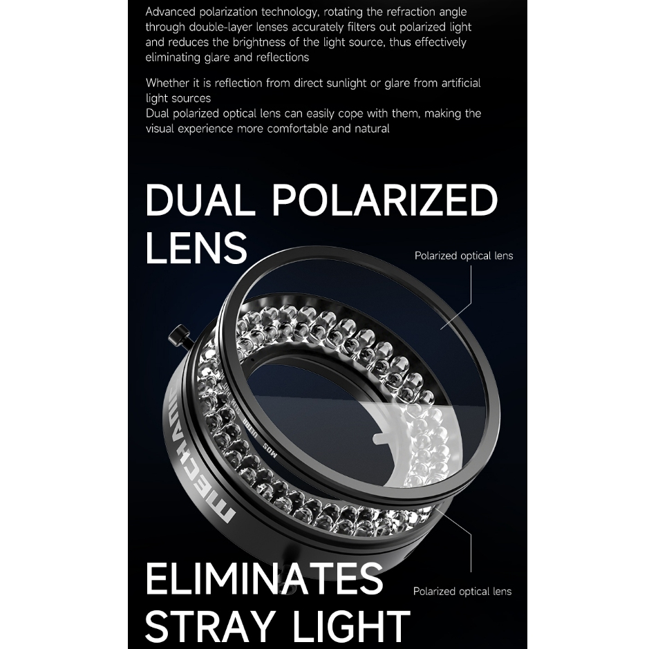 MECHANIC LS360 / LS720+ Dual Polarization Adjustable Microscope Ring Light for Most Microscope - Image 5