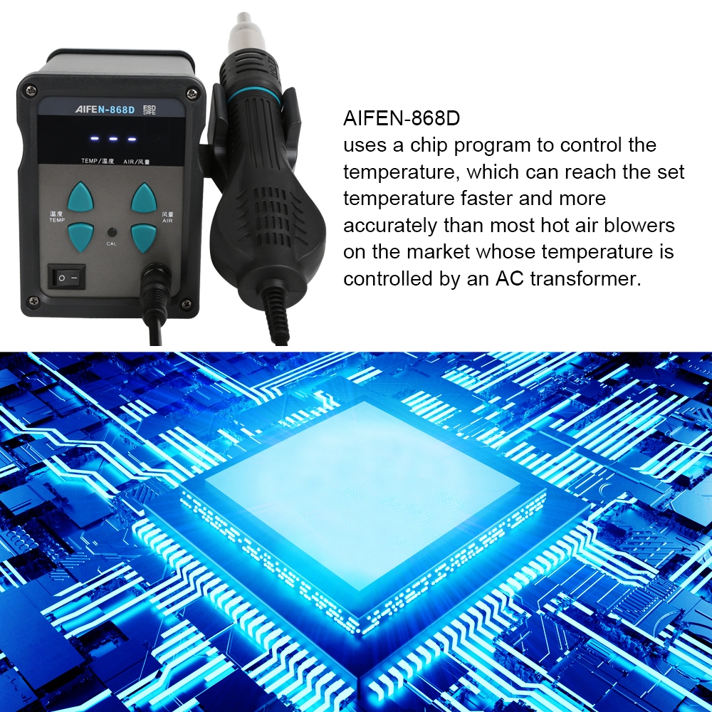 AIFEN-868D 700W LED Digital Display Anti-static Hot Air Gun Desoldering Station - Image 5