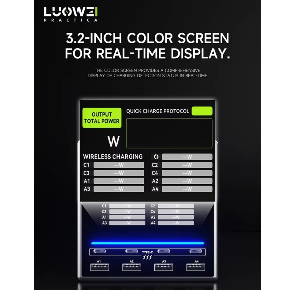 LUOWEI LW-U1 140W Raptor 8-Ports USB & Type-C Charger Station with Wireless Charging - Image 5