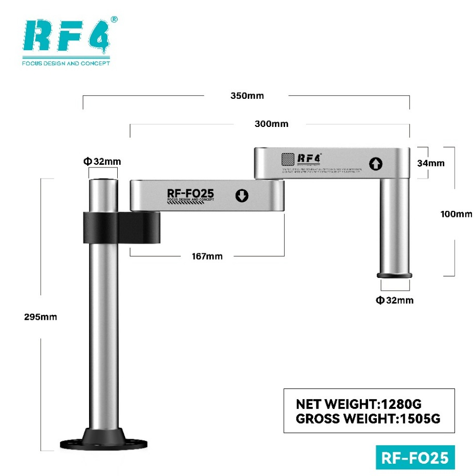 RF4 RF-FO25 360-Degree Rotating Lift Adjustable Microscope Swing Arm Stand - Image 8