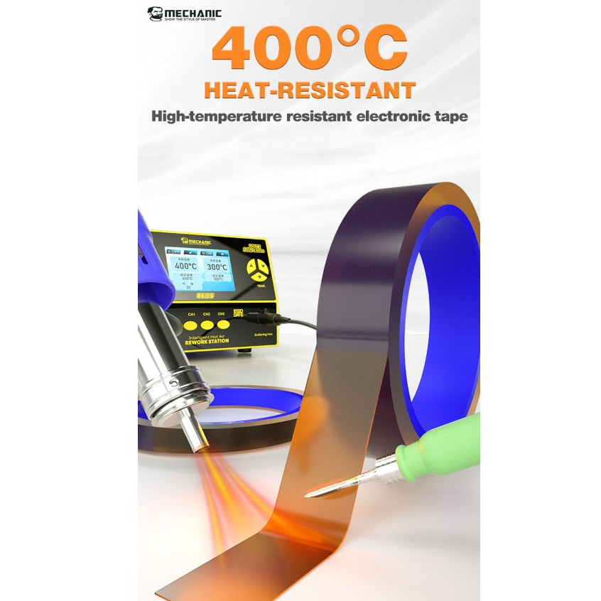 MECHANIC 400℃ High-Temperature Resistant Tape Polyimide Sticker 10mm/15mm/20mm/25mm/30mm