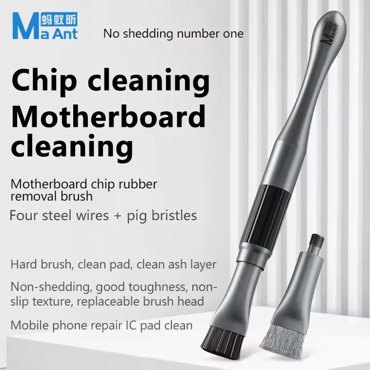 MaAnt No Shedding Number One Steel Bristle Brush Set for Motherboard IC Chip Glue Removal Cleaning