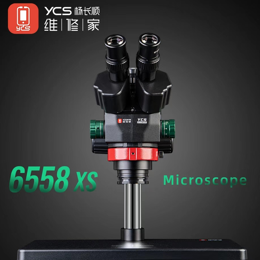 YCS 6558XS 6.5X-58X Rotation Trinocular Stereo Zoom Microscope with Big Base