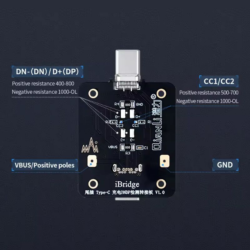 QIANLI iBridge Tail Plug Type-C and Ip DNDP Detection Epitaxial Panel Fault Analysis Data Capture Testing Board - Image 4