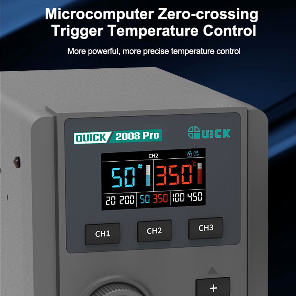Quick 2008 Pro 750W Lead-free Intelligent Digital Display Hot Air Gun Desoldering Rework Station - Image 4