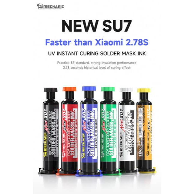 MECHANIC SU7 Series Black/Red/Blue/Green/White/Yellow Soldering Paste for Phone Repair Fast Curing UV Welding Mask