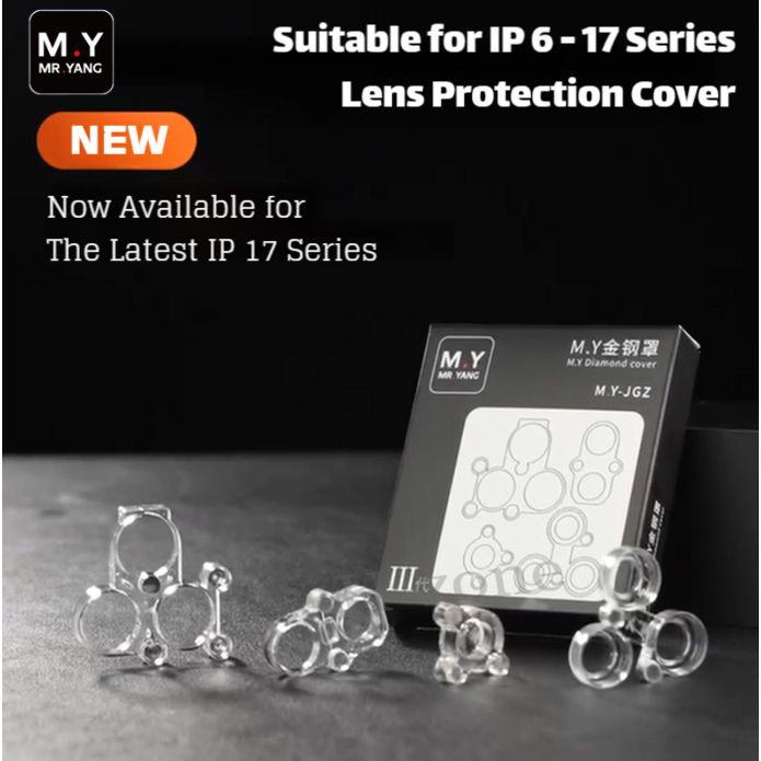 YCS  4-in-1 Diamond Shield Rear Camera Repair Protective Cover Set for IP 6 - 17 Series