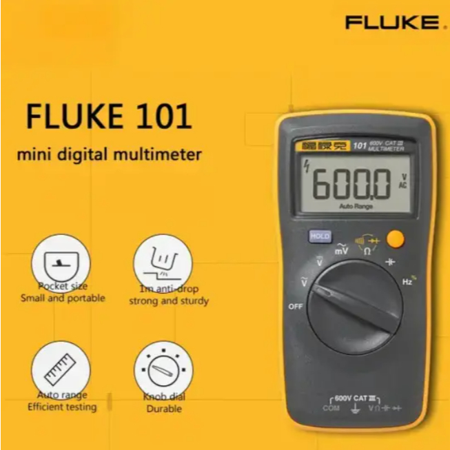 FLUKE 101 Basic Palm-sized Mini Pocket auto range Digital Multimeter for AC/DC Voltage Resistance Capacitance