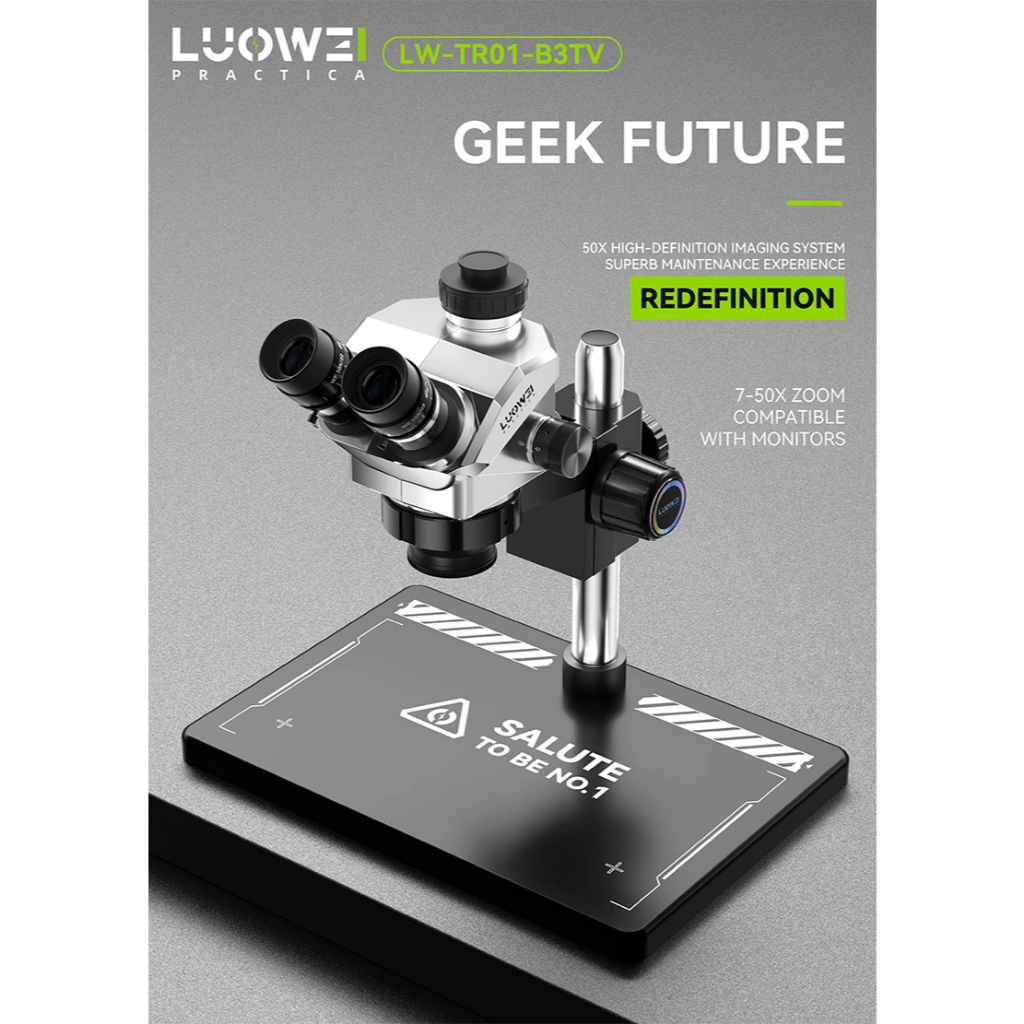 LUOWEI LW-TR01-B3TV 7-50X Geek Future Series Trinocular HD Microscope