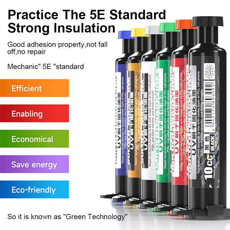 MECHANIC SU7 Series Black/Red/Blue/Green/White/Yellow Soldering Paste for Phone Repair Fast Curing UV Welding Mask - Image 3