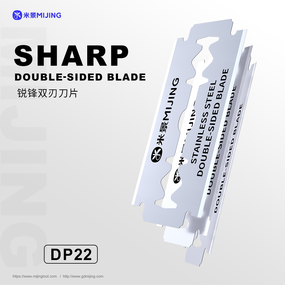 MIJING DP22 Sharp Stainless Steel Double-Sided Blades for Screen / Frame / Glue Removal
