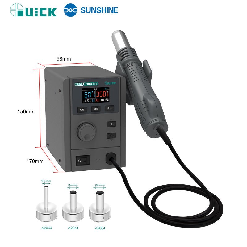 Quick 2008 Pro 750W Lead-free Intelligent Digital Display Hot Air Gun Desoldering Rework Station - Image 8
