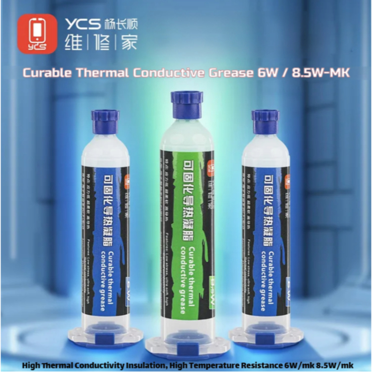 YCS Curable Thermal Conductive Grease 6w / 8.5w-mk for Mobile Phones CPU PCB Repair Thermal Paste