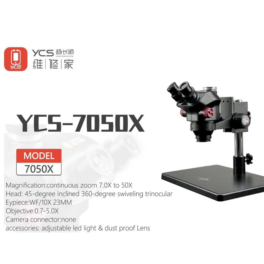 YCS-7050X  7.0X-50X Rotation Trinocular Stereo Zoom Microscope