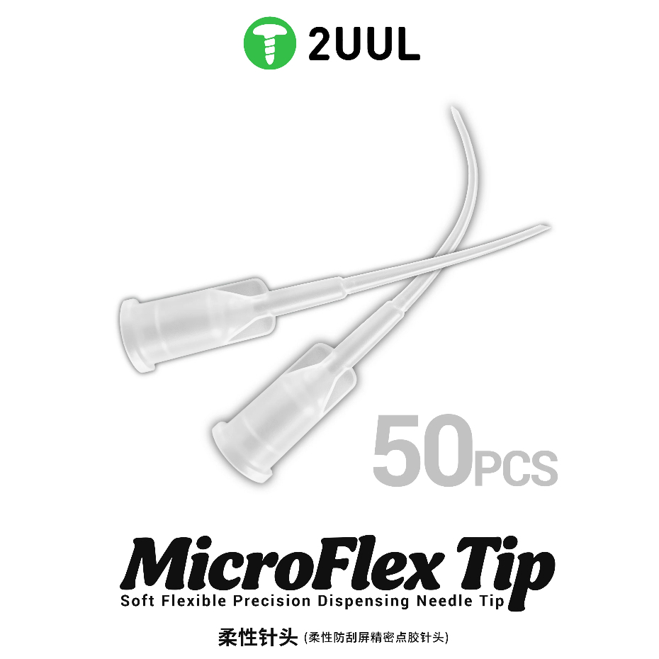 2UUL CS10 MicroFlex Tip Soft Flexible Precision Dispensing Needle Tips - 50 Pcs