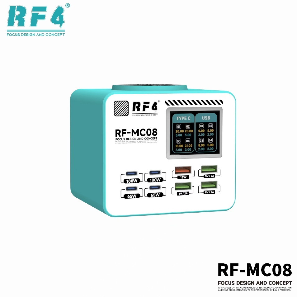 RF4 RF-MC08 150W Smart Full-Color LCD Display Multi-Port Charger