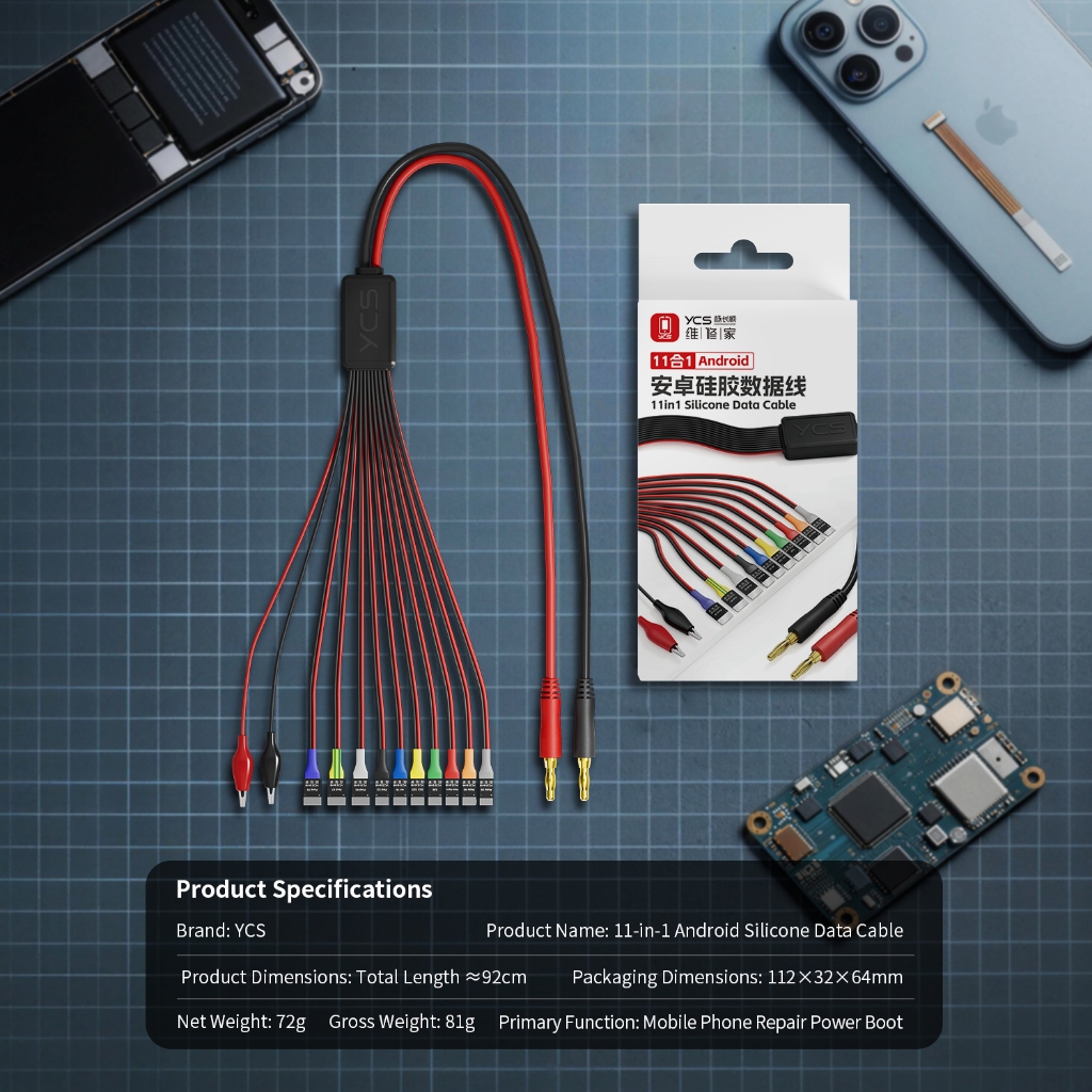 YCS 11-in-1 Android Series Silicone Power Boot Data Cable - Image 5