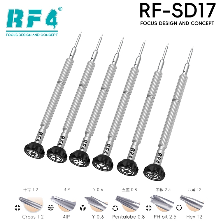 RF4 RF-SD17 6-in-1 Strong Magnetic S2 Alloy Steel 2D Screwdriver Set