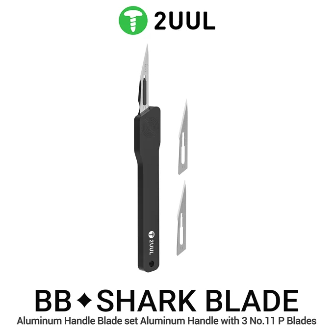2UUL BL11 BBshark Black Knight Aluminum Knife Handle with 3Pcs No.11 Blades - Image 3
