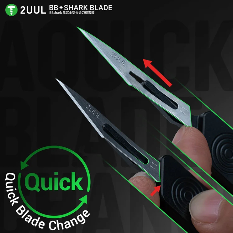 2UUL BL11 BBshark Black Knight Aluminum Knife Handle with 3Pcs No.11 Blades - Image 4