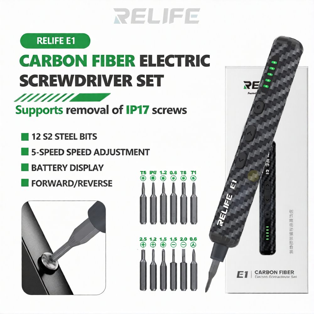 RELIFE E1 Powerful Carbon Fiber Electric Screwdriver Set